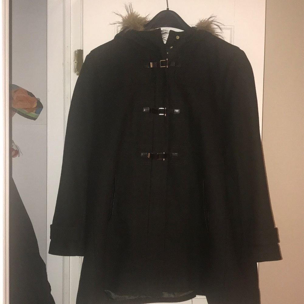 Cole Haan Hooded Wool Coat - Dark Green- Size 2x